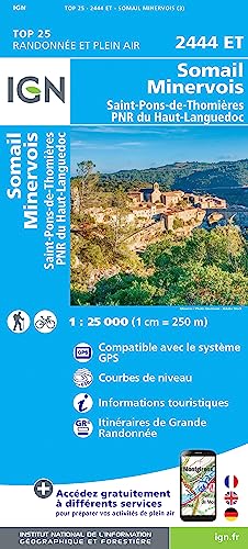 2444ET Somail.Minervois.Saint-Pons-de-Thomières.PNR du Haut Languedoc (TOP 25) von IGN Frankreich