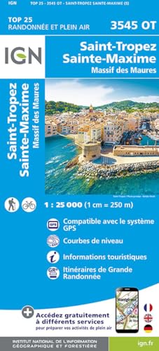 3545OT Saint-Tropez Sainte Maxine Massif des Maures: 1:25000 (TOP 25) von IGN Frankreich