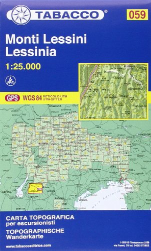 Tabacco Wandern 1 : 25 000 Monte Lessini (Carte topografiche per escursionisti, Band 59)