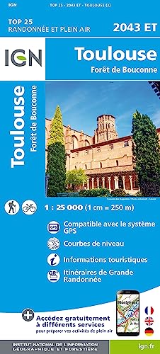 IGN Karte, Serie Bleue Top 25 Toulouse. Forêt de Bouconne