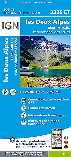 les Deux Alpes. Olan-Muzelle. PN des Ecrins 1:25 000 (TOP 25) von IGN Frankreich