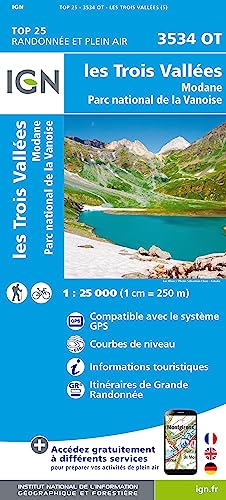 les Trois Vallées. Modane. PN de La Vanoise 1:25 000 (TOP 25) von IGN Frankreich