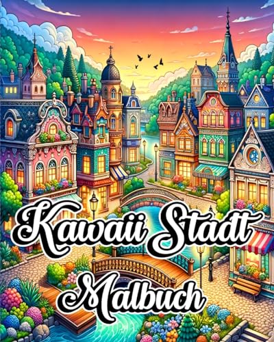 Kawaii Stadt Malbuch: Kreative und niedliche Entwürfe von kleinen Gebäuden und Häusern für Erwachsene von Blurb Inc