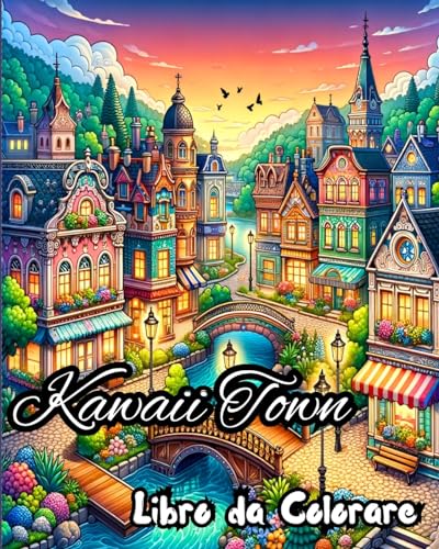Libro da Colorare Kawaii Town: Design creativi e carini per adulti di piccoli edifici e case per il sollievo von Blurb