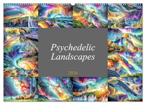 Psychedelic Landscapes (Wall Calendar 2026 DIN A2 landscape), CALVENDO 12 Month Wall Calendar: Landscape in a Color Kaleidoscope of Imagination von Calvendo