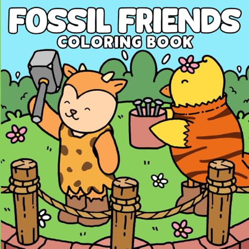 Fossil Friends Coloring Book: Ancient Time Coloring Pages for Adults & Kids with Easy Designs of Super Cute Animal Characters, Bold & Simple Drawings For Relaxation and Stress Relief von Independently published