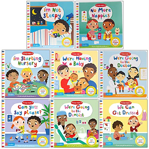 Campbell Big Steps Collection 1-8 Books Set By Campbell Books (I'm Not Sleepy, No More Nappies, I'm Starting Nursery, We're Having a Baby,Going to the Doctor,Can You Say Please, Dentist, Get Dressed)