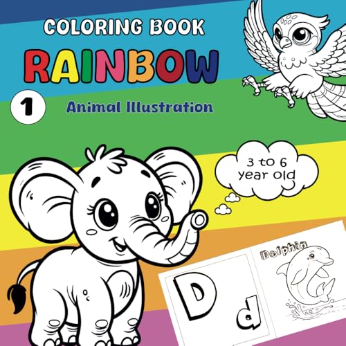 Rainbow Coloring Book for Children Aged 3 to 6 - English Version: 100 pages filled with illustrations to color, featuring fun and lively graphics of animals, the alphabet, and numbers. von Independently published