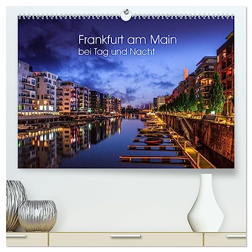 Frankfurt am Main bei Tag und Nacht (hochwertiger Premium Wandkalender 2025 DIN A2 quer), Kunstdruck in Hochglanz von CALVENDO
