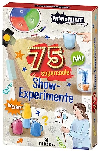 moses. PhänoMINT 75 supercoole Show-Experimente, Wissenschaft als Zaubershow, naturwissenschaftliche Themen leicht erklärt, Kartenset für kleine Forscher ab 8 Jahren