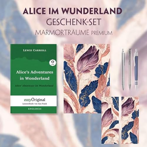 Alice im Wunderland Geschenkset (Hardcover + Audio-Online) + Marmorträume Premium: Alice's Adventures in Wonderland / Alice im Wunderland (Hardcover + ... - Lesemethode von Ilya Frank) von easyOriginal