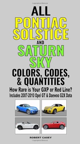 All Pontiac Solstice and Saturn SKY Colors, Codes & Quantities: How Rare is Your GXP or Red Line? von Independently published