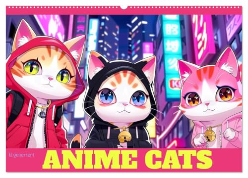 Anime Cats (Wandkalender 2025 DIN A2 quer), CALVENDO Monatskalender von CALVENDO