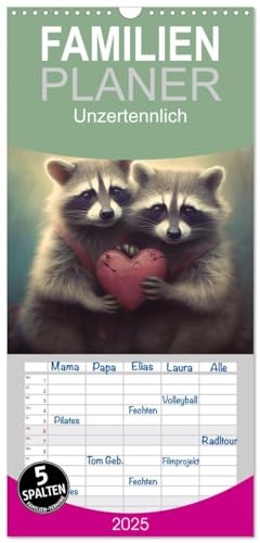Familienplaner 2025 - Unzertennlich mit 5 Spalten (Wandkalender, 21 cm x 45 cm), CALVENDO