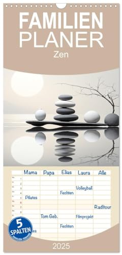 Familienplaner 2025 - Zen mit 5 Spalten (Wandkalender, 21 cm x 45 cm), CALVENDO