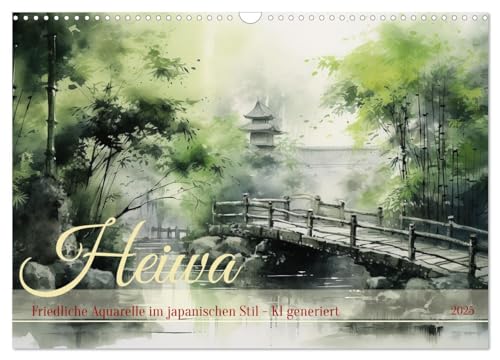 Heiwa - Friedliche Aquarelle im japanischen Stil (Wandkalender 2025 DIN A3 quer), CALVENDO Monatskalender