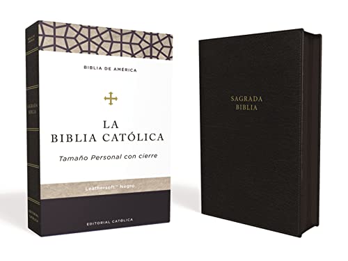 Biblia Católica, Tamaño personal, Leathersoft, Negra, con Cierre, Comfort Print: Biblia de America, Negra, Tamaño Personal Con Cierre