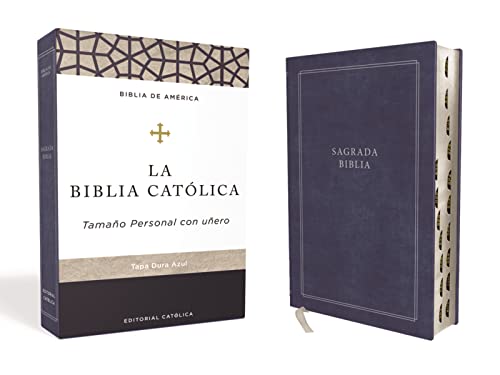 Biblia Católica, Tamaño personal,Tapa dura, Azul, con Índice, Comfort Print: Azul, Tamaño Personal Con Uñero