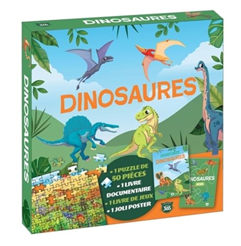 Coffret puzzle documentaire - Dinosaures: Coffret avec 1 puzzle de 50 pièces, 1 livre documentaires, 1 livre de jeux et 1 joli poster Coffret puzzle documentaire - Dinosaures: Coffret avec 1 puzzle de 50 pièces, 1 livre documentaires, 1 livre de jeux et 1 joli poster