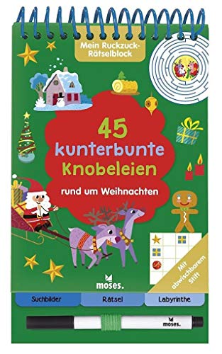 Mein Ruckzuck-Rätselblock rund um Weihnachten | Rätselbuch mit abwischbarem Stift | Für Kinder ab 6 Jahren: Suchbilder, Rätsel, Labyrinthe. Mit abwischbarem Stift (Kunterbunter Rätselspaß)
