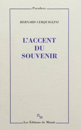 L'accent du souvenir L'accent du souvenir von MINUIT