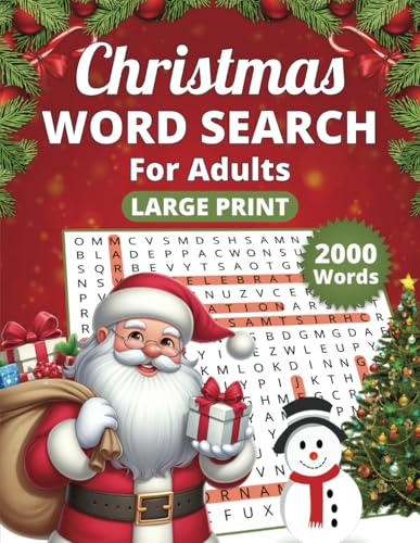 Christmas Word Search for Adults Large Print: 100 Themed Word Search Puzzles with 2000 words for Seniors and Teens von Independently published