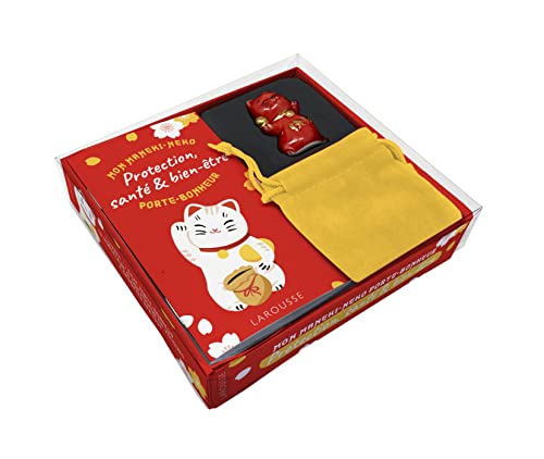 Mon Maneki-neko porte-bonheur Protection, santé et bien-être: Coffret avec 1 livret + 1 chat porte-bonheur en céramique et son pochon en velours