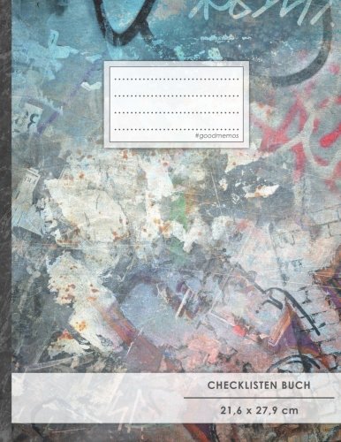 Checklisten-Buch: DIN A4 • 70+ Seiten, Soft Cover, Register, "Graffiti" • #GoodMemos • 18 Checkboxen + Platz für Notizen/Seite (inkl. Register mit Datum uvm.)