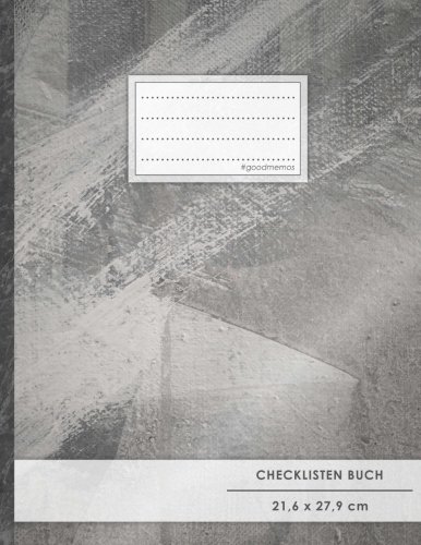 Checklisten-Buch: DIN A4 • 70+ Seiten, Soft Cover, Register, "Graue Farbe" • #GoodMemos • 18 Checkboxen + Platz für Notizen/Seite (inkl. Register mit Datum uvm.)