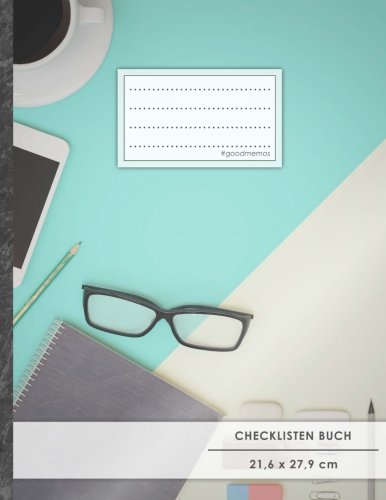 Checklisten-Buch: DIN A4 • 70+ Seiten, Soft Cover, Register, "Influencer" • #GoodMemos • 18 Checkboxen + Platz für Notizen/Seite (inkl. Register mit Datum uvm.)