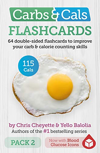 Carbs & Cals Flashcards PACK 2: 64 double-sided flashcards to improve your carb & calorie counting skills