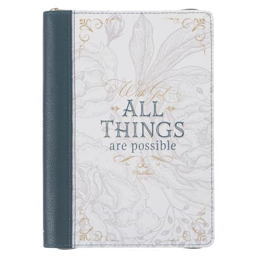 Christian Art Gifts Classic Journal With God All Things Possible Mathew 19:26 Bible Verse Inspirational Scripture Notebook for Women, Ribbon Marker, ... Flexcover, 336 Ruled Pages, Zipper Closure Christian Art Gifts Classic Journal With God All Things Possible Mathew 19:26 Bible Verse Inspirational Scripture Notebook for Women, Ribbon Marker, ... Flexcover, 336 Ruled Pages, Zipper Closure