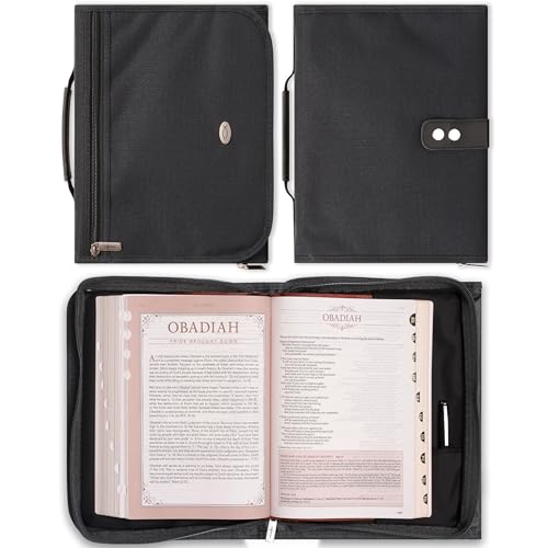 Christian Art Gifts Jesus-Fischabzeichen für Herren/Damen, dreifach gefaltet, Bibelabdeckung, Reißverschluss, schwarzes Segeltuch, Größe M Christian Art Gifts Jesus-Fischabzeichen für Herren/Damen, dreifach gefaltet, Bibelabdeckung, Reißverschluss, schwarzes Segeltuch, Größe M
