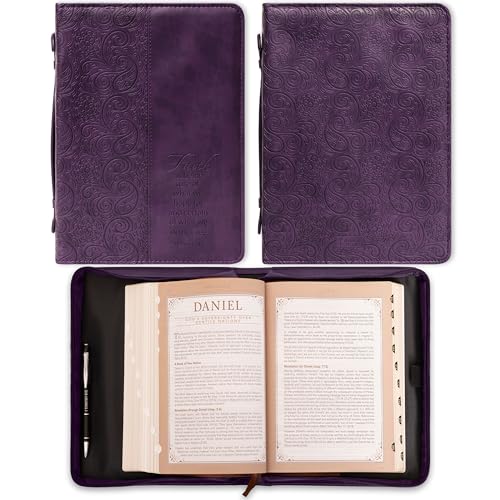 Christian Art Gifts Damenmode Bibelhülle Glaube Hebräer 11:1 Lila Paisley Kunstleder Groß Christian Art Gifts Damenmode Bibelhülle Glaube Hebräer 11:1 Lila Paisley Kunstleder Groß