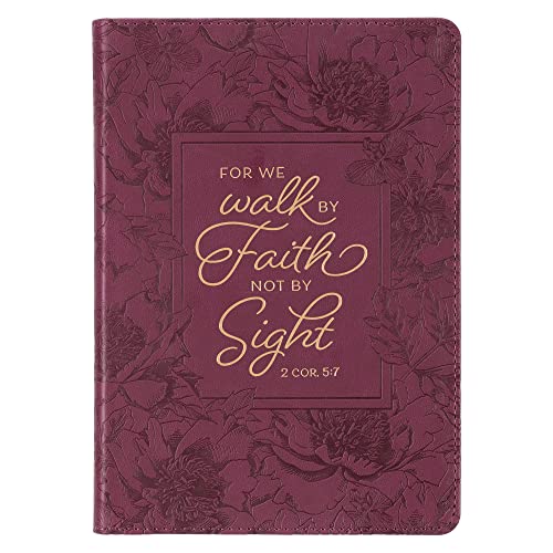 Classic Faux Leather Journal Walk by Faith 2 Cor. 5:7 Raspberry Floral Flexcover Inspirational Notebook w/Ribbon Marker, 336 Lined Pages Classic Faux Leather Journal Walk by Faith 2 Cor. 5:7 Raspberry Floral Flexcover Inspirational Notebook w/Ribbon Marker, 336 Lined Pages