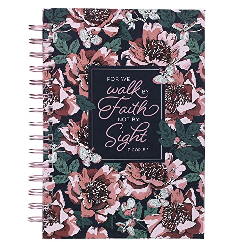 Hardcover Journal Walk by Faith 2 Cor. 5:7 Navy Blue Inspirational Wire Bound Notebook w/192 Lined Pages, Large Hardcover Journal Walk by Faith 2 Cor. 5:7 Navy Blue Inspirational Wire Bound Notebook w/192 Lined Pages, Large