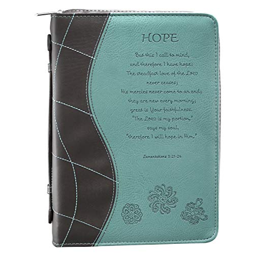 Lamentations 3:21-24 Leder-Bibelhülle, groß, blau/braun Lamentations 3:21-24 Leder-Bibelhülle, groß, blau/braun