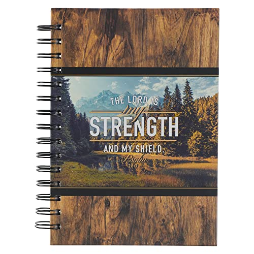 Large Hardcover Journal Lord is My Strength Psalm 28:7 Bible Verse Scenic Woods Inspirational Wire Bound Notebook w/192 Lined Pages