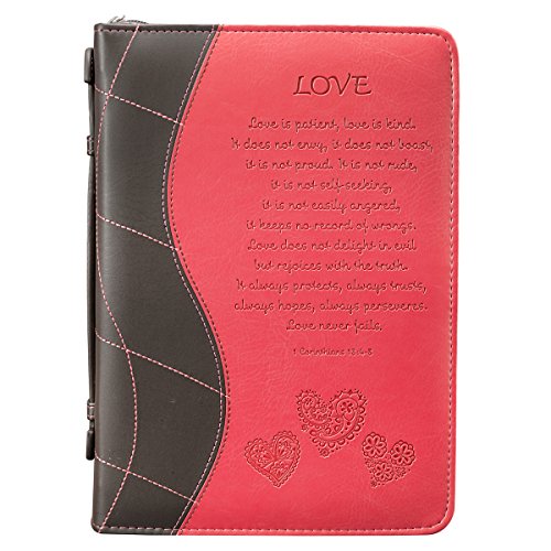 Christian Art Gifts Damenmode Bibelhülle Love 1 Korinther 13:4-8 rosa Kunstleder groß