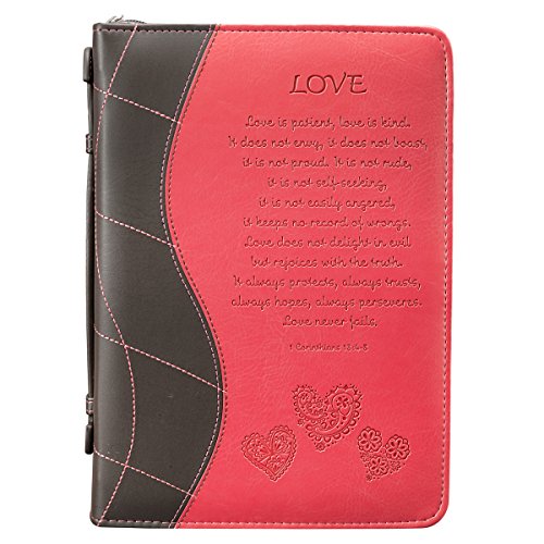 Christian Art Gifts Damenmode Bibelhülle Love 1 Korinther 13:4-8 rosa Kunstleder groß