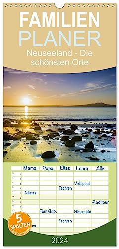 Familienplaner 2024 - Neuseeland - Die schönsten Orte am anderen Ende der Welt mit 5 Spalten (Wandkalender, 21 cm x 45 cm) CALVENDO