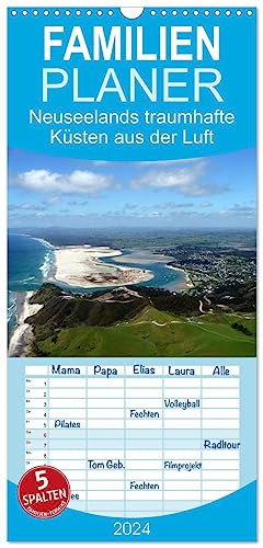 Familienplaner 2024 - Neuseelands traumhafte Küsten aus der Luft mit 5 Spalten (Wandkalender, 21 cm x 45 cm) CALVENDO