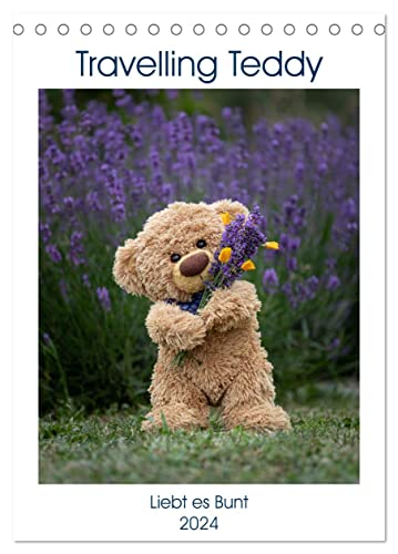 Travelling Teddy liebt es Bunt (Tischkalender 2024 DIN A5 hoch), CALVENDO Monatskalender von CALVENDO
