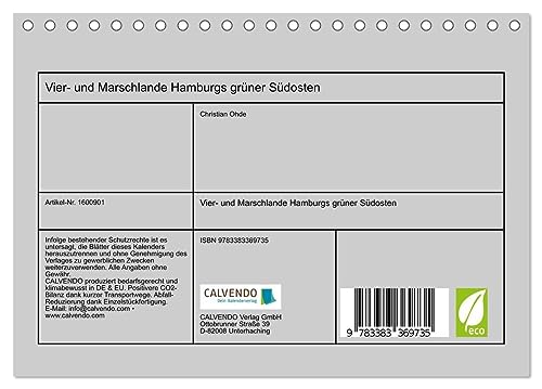 Vier- und Marschlande Hamburgs grüner Südosten (Tischkalender 2024 DIN A5 quer), CALVENDO Monatskalender