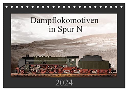 Dampflokomotiven in Spur N (Tischkalender 2024 DIN A5 quer), CALVENDO Monatskalender