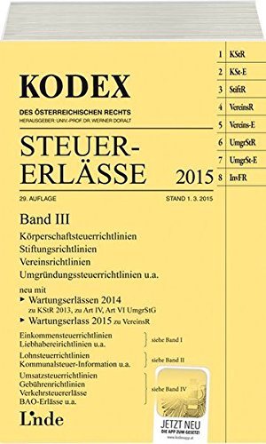KODEX Steuer-Erlässe 2015, Band III (Kodex des Österreichischen Rechts)