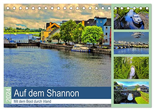 Auf dem Shannon - Mit dem Boot durch Irland (Tischkalender 2024 DIN A5 quer), CALVENDO Monatskalender von CALVENDO