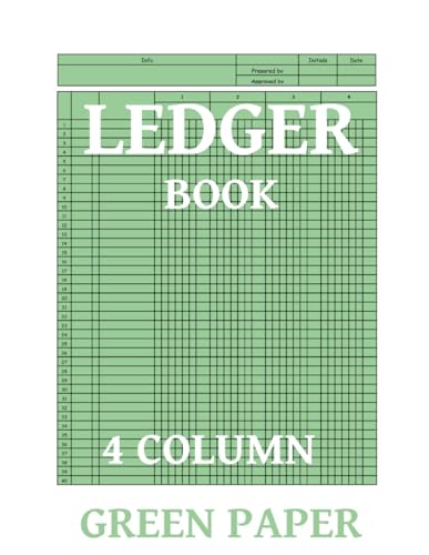 Ledger Book 4 Column Green Paper: Financial Management, Accountin Notebook
