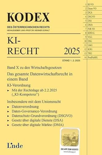 KODEX KI-Recht 2025: Wirtschaftsgesetze Band X (Kodex Wirtschaftsgesetze) von Linde Verlag Ges.m.b.H.