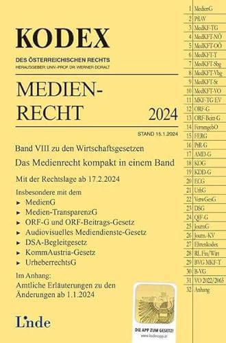 KODEX Medienrecht: Wirtschaftsgesetze Band VIII (Kodex Wirtschaftsgesetze) von Linde Verlag Ges.m.b.H.